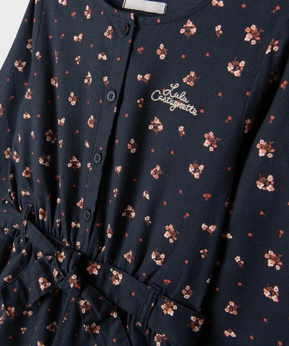 Combishort manches longues à motif fleuri fille - LuluCastagnette vue2 - LULUCASTAGNETTE - GEMO