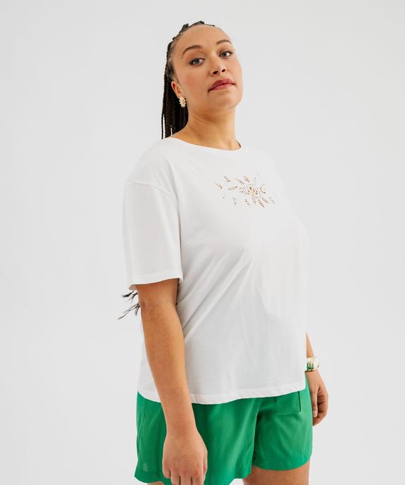 Tee-shirt manches courtes avec motif brodé femme grande taille vue1 - GEMO (G TAILLE) - GEMO