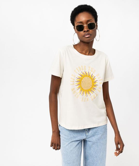 Tee-shirt à manches courtes avec motif bohème femme vue2 - GEMO 4G FEMME - GEMO