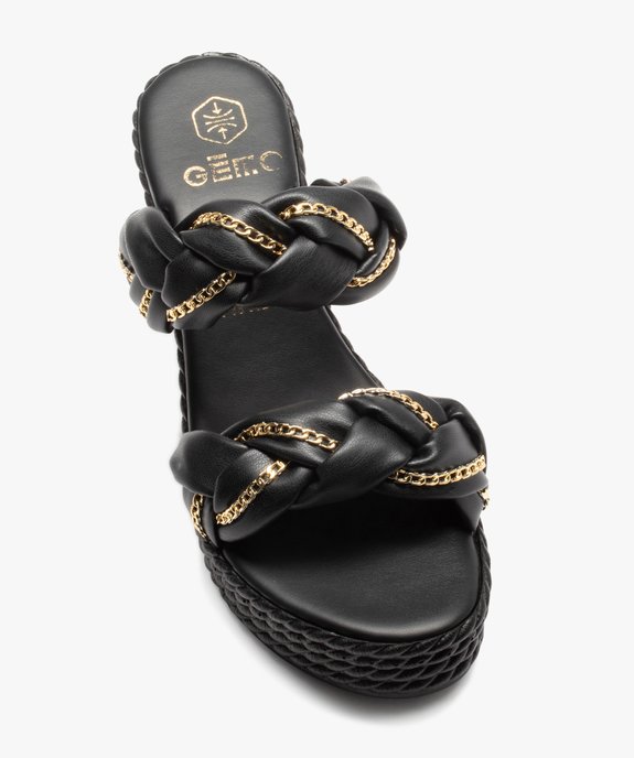Mules femme compensées à brides tressées vue5 - GEMO(URBAIN) - GEMO