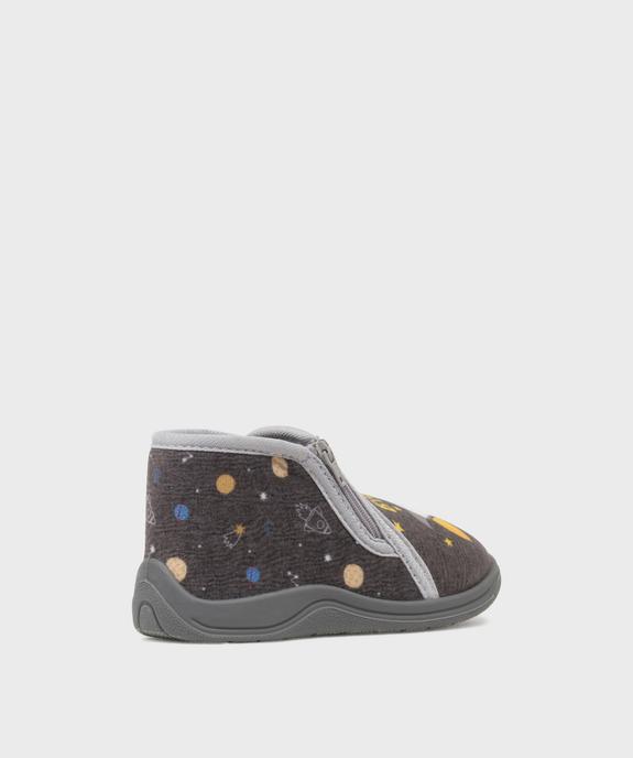 Chaussons en velours montants à zip imprimé fusée garçon vue4 - GEMO (ENFANT) - GEMO