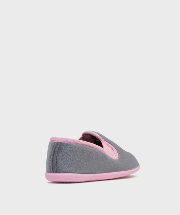 Chaussons pantoufles en velours brodés licorne fille vue4 - GEMO 4G FILLE - GEMO