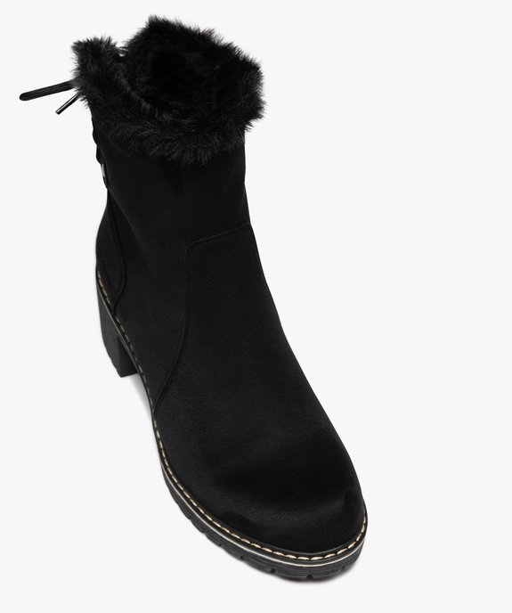Boots femme fourrées à talon dessus en suédine avec zip intérieur vue5 - GEMO(URBAIN) - GEMO