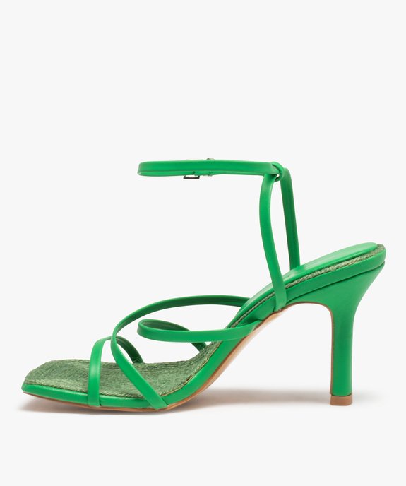 Sandales femme à talon et fines brides croisées unies vue3 - SANS MARQUE - GEMO