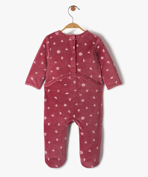 Pyjama dors bien bébé fille en velours à motifs fleuris  vue3 - GEMO(BB COUCHE) - GEMO