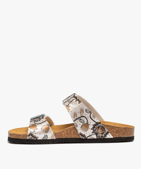 Mules femme à talon plat et brides ajustables imprimées vue3 - GEMO (CASUAL) - GEMO