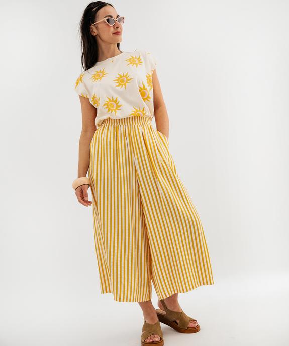 Tee-shirt sans manches en jersey de coton imprimé femme vue4 - GEMO(FEMME PAP) - GEMO