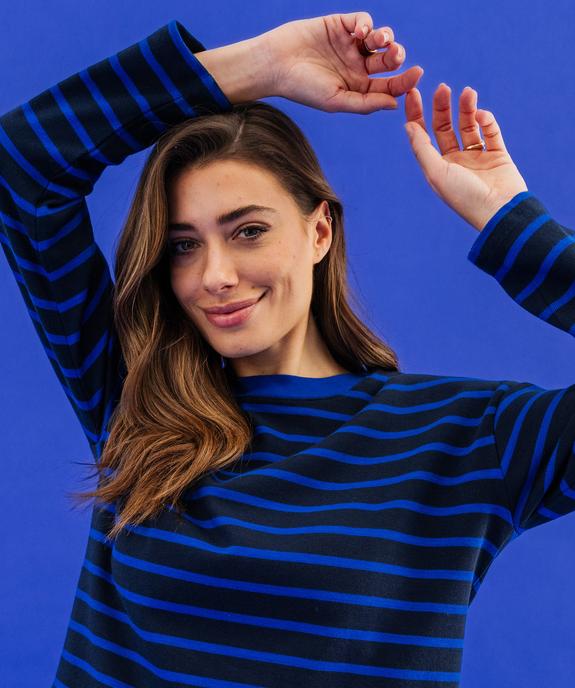 Tee-shirt manches longues rayé en maille femme vue2 - GEMO(FEMME PAP) - GEMO