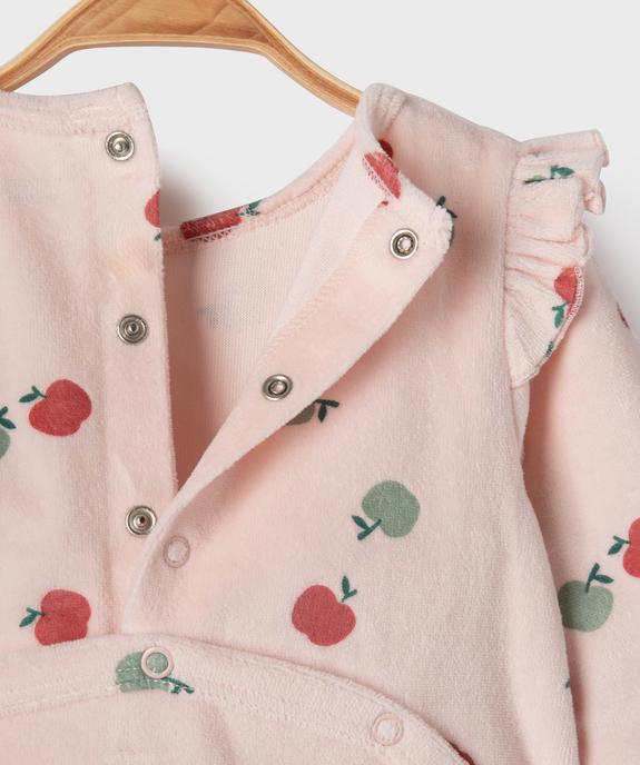 Pyjama en velours à motifs pommes et volants aux épaules bébé vue3 - GEMO 4G BEBE - GEMO