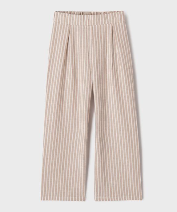 Pantalon droit en lin et viscose à rayures fille vue1 - GEMO 4G FILLE - GEMO