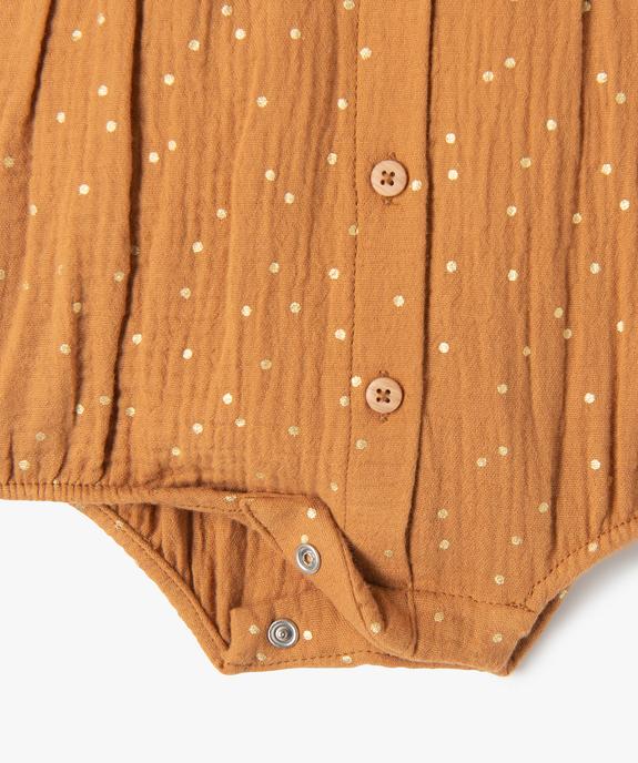 Combishort bébé en gaze de coton à pois brillants vue2 - GEMO(BB COUCHE) - GEMO