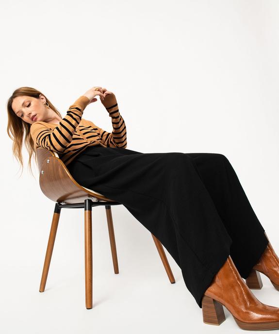 Gilet rayé à col V en maille fine et boutons fantaisie femme vue6 - GEMO 4G FEMME - GEMO