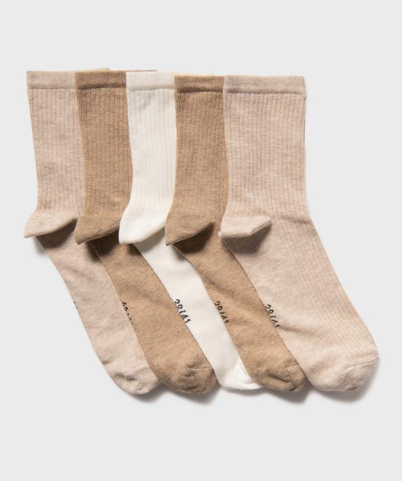 Chaussettes hautes en maille côtelée femme (lot de 5) vue1 - GEMO 4G FEMME - GEMO