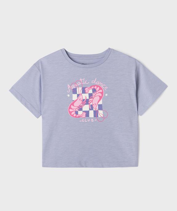 Tee-shirt manches courtes en jersey de coton à motif fille vue2 - GEMO 4G FILLE - GEMO