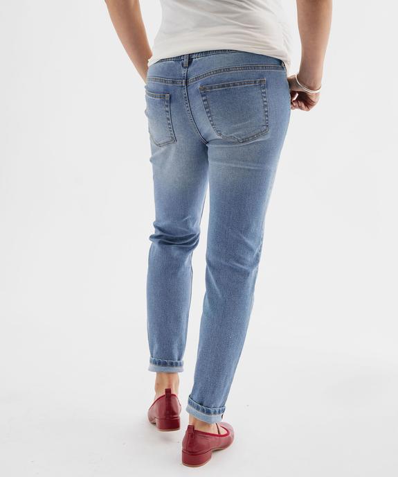 Jean de grossesse coupe slim avec bandeau haut en jersey vue3 - GEMO (MATER) - GEMO