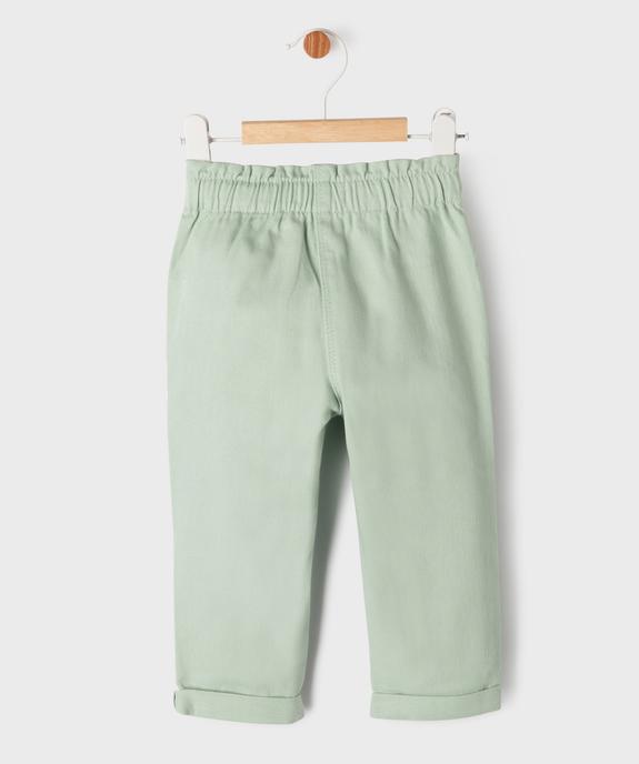 Pantalon en coton avec ceinture ajustable bébé fille vue4 - GEMO 4G BEBE - GEMO
