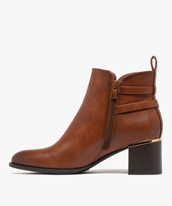 Boots femme à talon carré avec liseré doré et brides fantaisie vue3 - GEMO(URBAIN) - GEMO