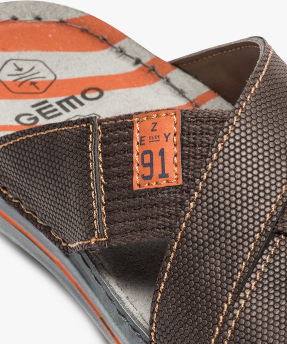 Sandales homme à larges brides croisées en textile vue6 - GEMO (CASUAL) - GEMO