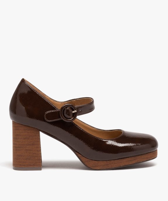 Escarpin verni à plateforme avec bride femme vue1 - GEMO(URBAIN) - GEMO
