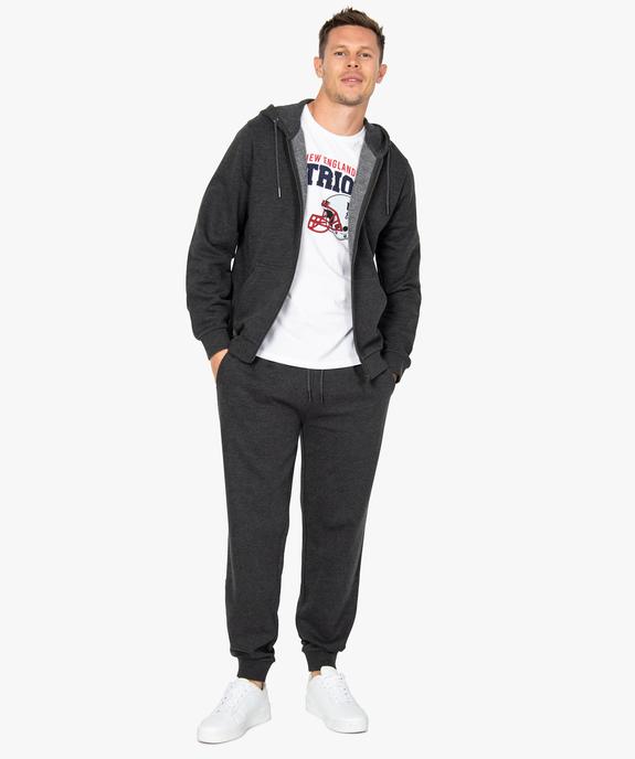 Sweat homme zippé à capuche uni et molletonné vue5 - GEMO 4G HOMME - GEMO