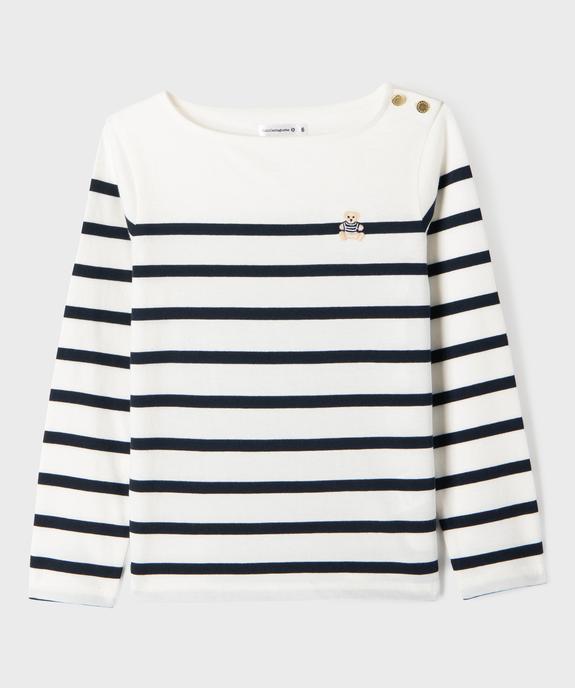 Tee-shirt manches longues à rayures fille - LuluCastagnette vue1 - LULU CASTAGNETTE GEMO FOR GOOD - GEMO