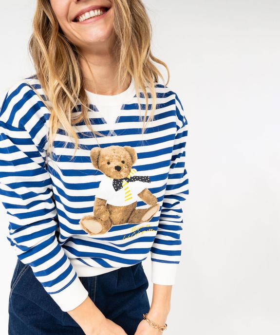 Sweat rayé et imprimé femme - LuluCastagnette vue3 - LULU CASTAGNETT - GEMO