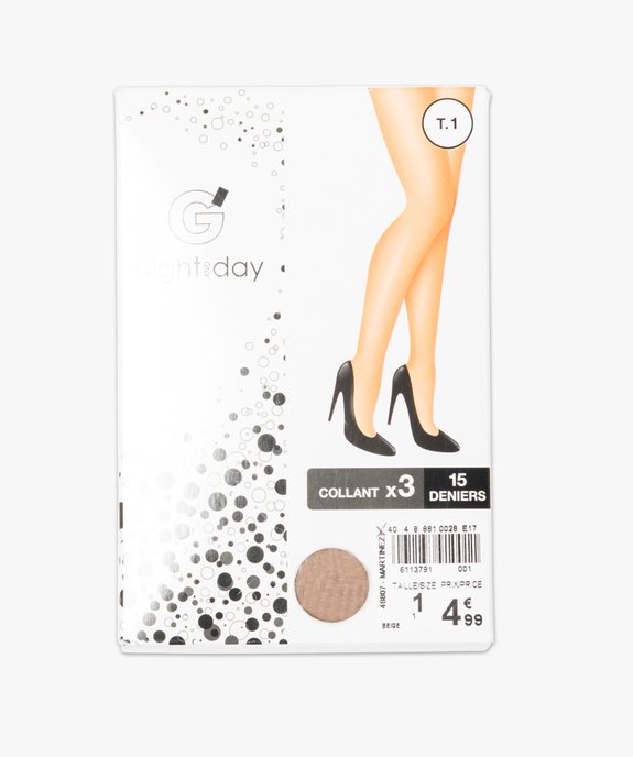 Collants femme voile 15 deniers (lot de 3) vue4 - GEMO(HOMWR FEM) - GEMO