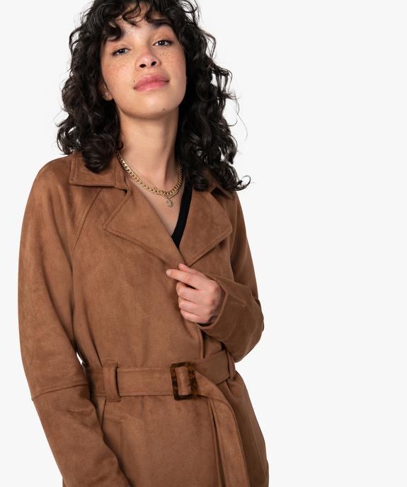 Manteau trench en suédine avec ceinture femme vue2 - GEMO(FEMME PAP) - GEMO