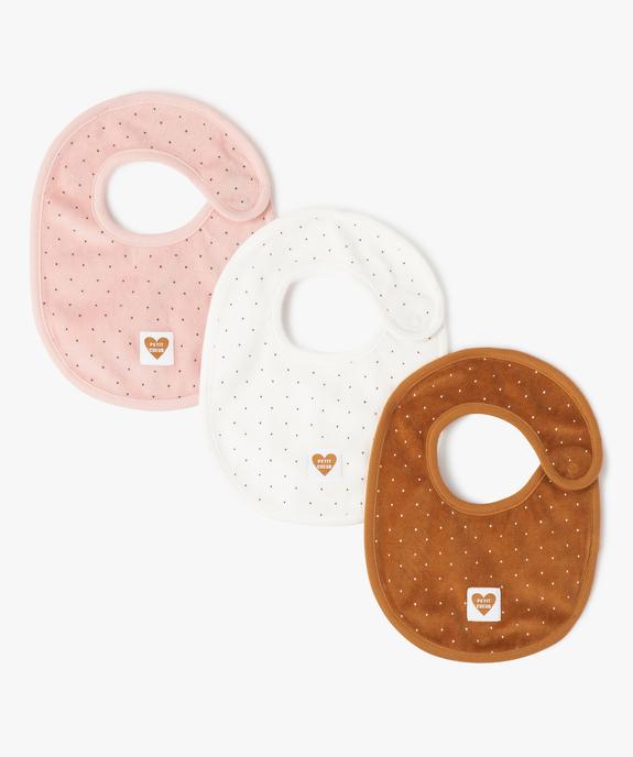 Bavoirs naissance bébé fille en velours (lot de 3) vue1 - GEMO(BB COUCHE) - GEMO
