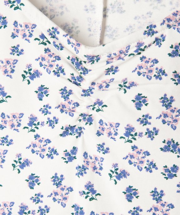 Robe manches courtes en maille fleurie à décolleté fantaisie fille vue2 - GEMO 4G FILLE - GEMO