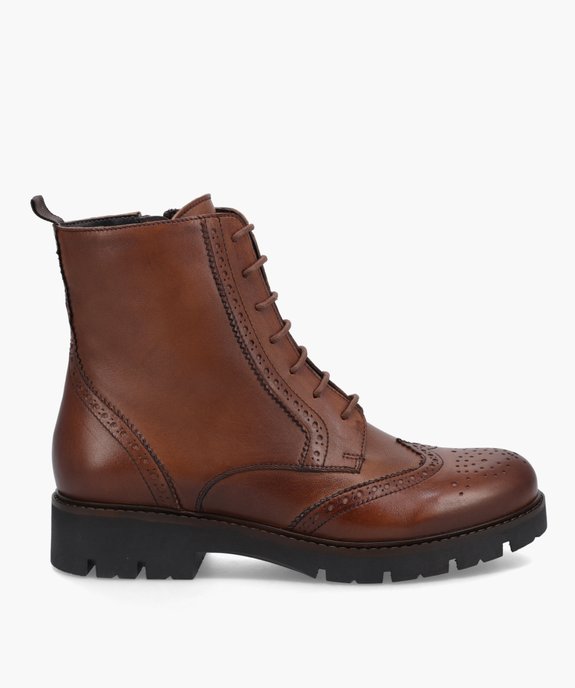 Boots fille dessus cuir à lacets et semelle crantée – Tanéo vue1 - TANEO - GEMO