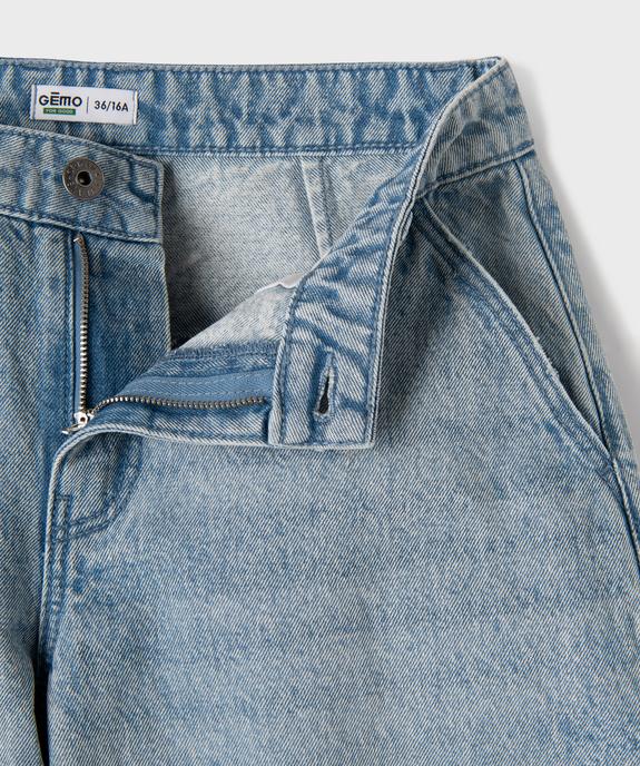 Jean barrel coloris délavé fille vue2 - GEMO 4G FILLE - GEMO