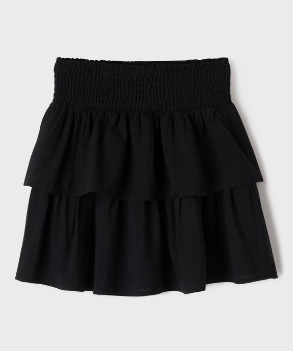 Jupe courte à volants et taille à smocks fille vue1 - GEMO 4G FILLE - GEMO