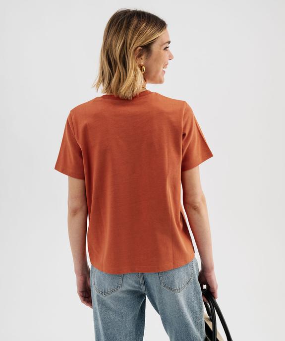 Tee-shirt manches courtes et col rond uni en coton résistant femme vue3 - GEMO(FEMME PAP) - GEMO