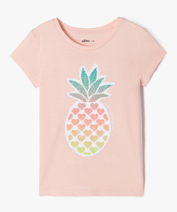 Tee-shirt manches courtes avec sequins réversibles fille vue1 - GEMO 4G FILLE - GEMO