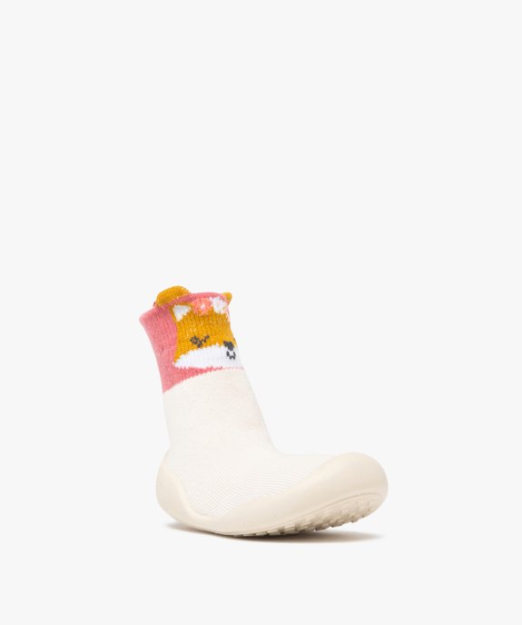Chaussons bébé fille forme chaussette avec semelle anti-dérapante vue2 - GEMO (ENFANT) - GEMO