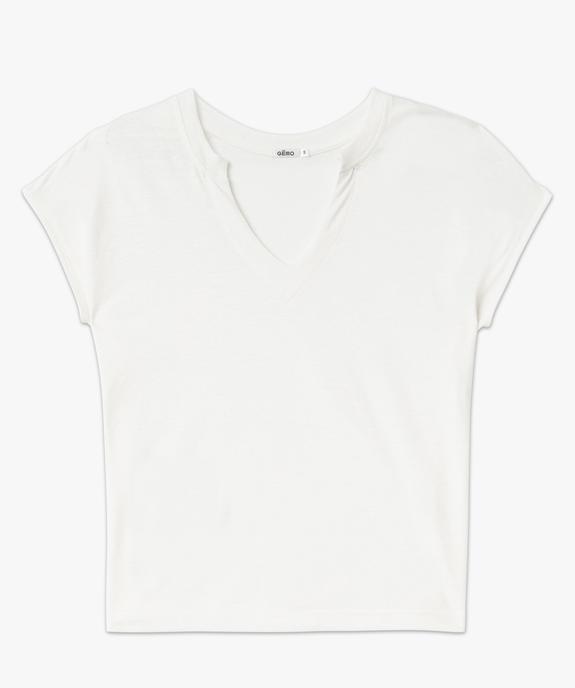 Tee-shirt à manches courtes en lin femme vue4 - GEMO 4G FEMME - GEMO
