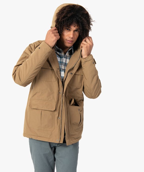 Blouson homme à capuche en matière déperlante vue5 - GEMO (HOMME) - GEMO