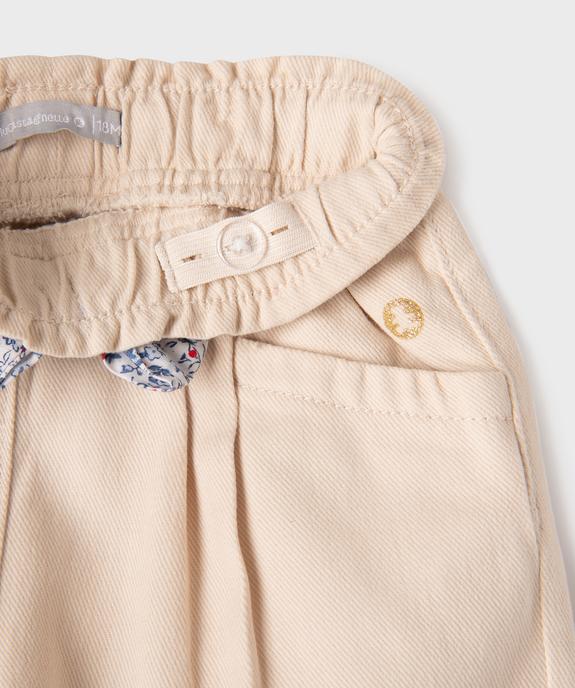 Pantalon en coton avec noeud à la taille bébé fille - LuluCastagnette vue2 - LULU CASTAGNETTE GEMO FOR GOOD - GEMO