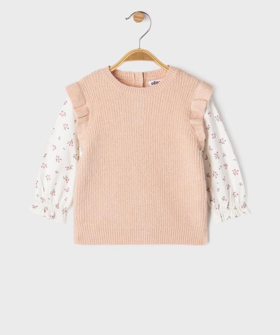 Pull 2 en 1 avec manches tee-shirt bébé fille vue1 - GEMO(BEBE DEBT) - GEMO