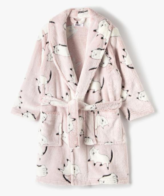 Robe de chambre fille douillette imprimée chats vue1 - GEMO (ENFANT) - GEMO