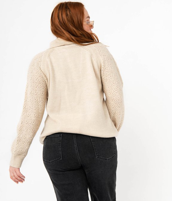 Pull à col montant et manches fantaisie femme grande taille vue3 - GEMO (G TAILLE) - GEMO