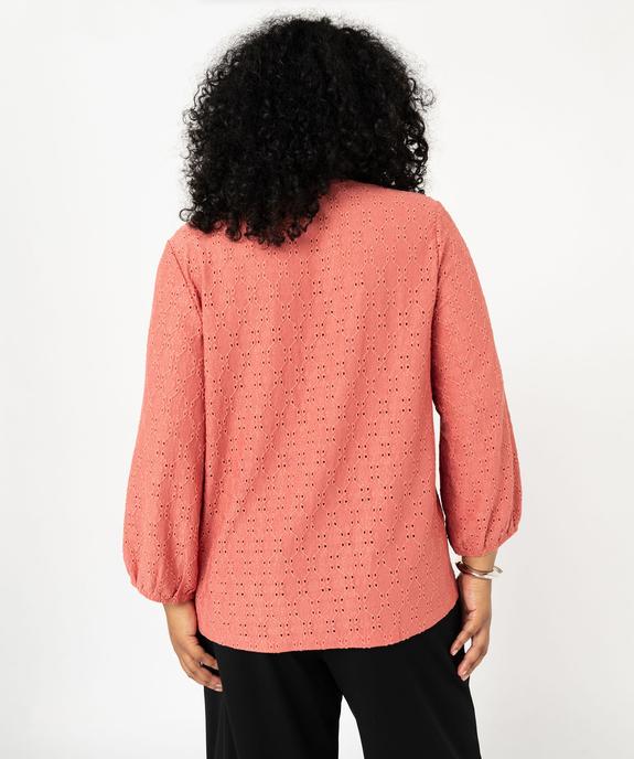 Blouse manches 3/4 en maille ajourée femme grande taille vue3 - GEMO 4G GT - GEMO