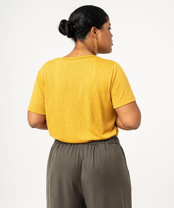 Tee-shirt manches courtes pailleté à col V femme grande taille vue3 - GEMO (G TAILLE) - GEMO