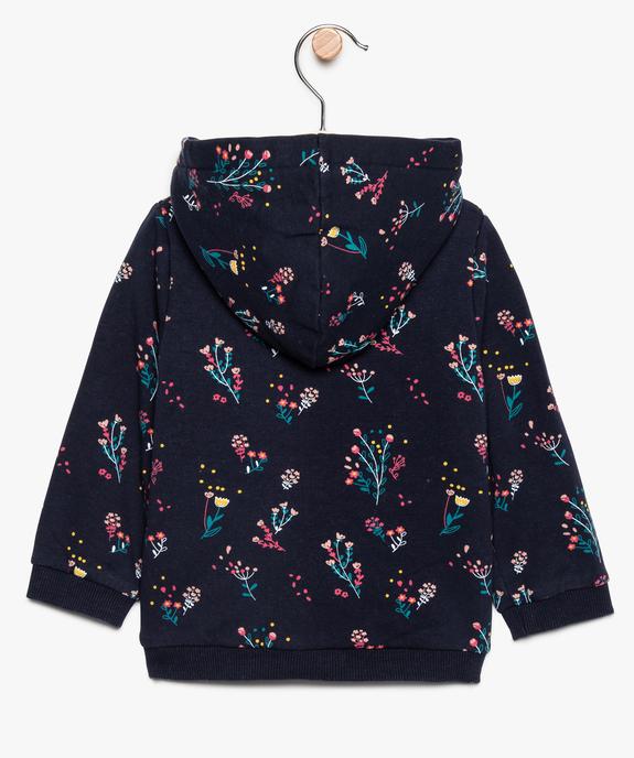 Sweat bébé fille zippé    coton bio vue3 - GEMO 4G BEBE - GEMO