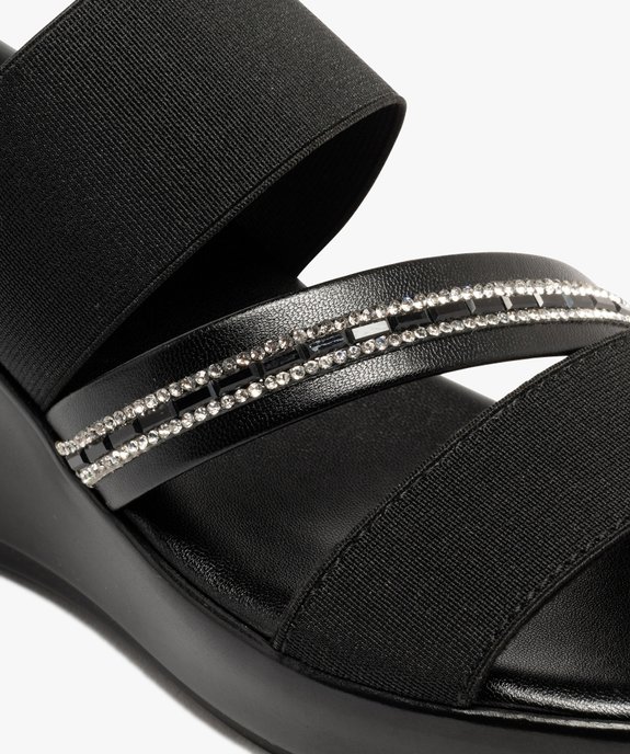 Mules femme à talon compensé avec brides élastiques et strass vue6 - GEMO(URBAIN) - GEMO