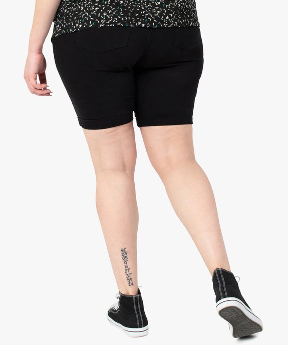 Bermuda femme grande taille en toile unie coupe ajustée vue3 - GEMO (G TAILLE) - GEMO