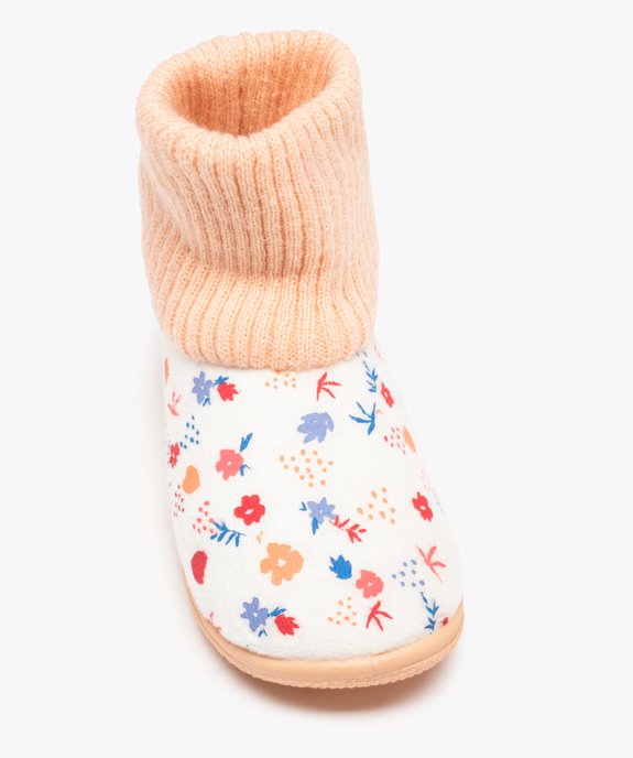 Chaussons fille boots en velours imprimé et col chaussette vue5 - GEMO (ENFANT) - GEMO