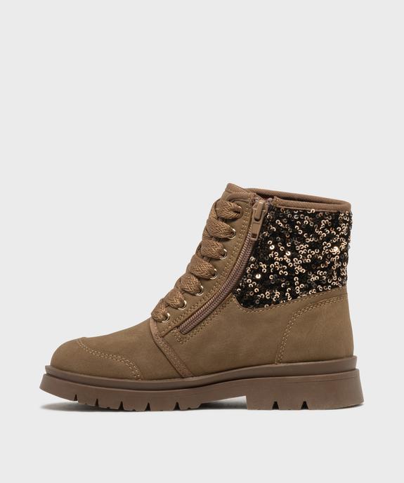 Boots zippées et lacées à sequins et semelle crantée fille - Hobiz vue3 - HOBIZ - GEMO