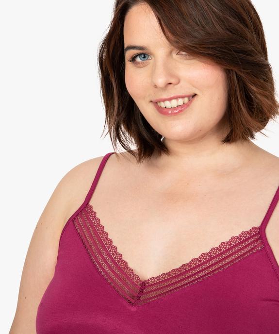 Nuisette femme grande taille à bretelles et col V dentelle vue2 - GEMO 4G FEMME - GEMO